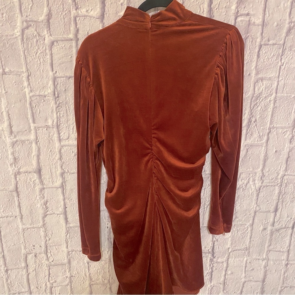 A.l.c. Marcel Ruched Velvet Mini Dress in Sumac Rust Burnt Orange 12 - Picture 10 of 15